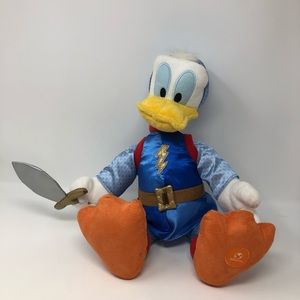 Disney Store Prince Donald Duck Plush Blue Orange Knight Sword 19 Inches Long